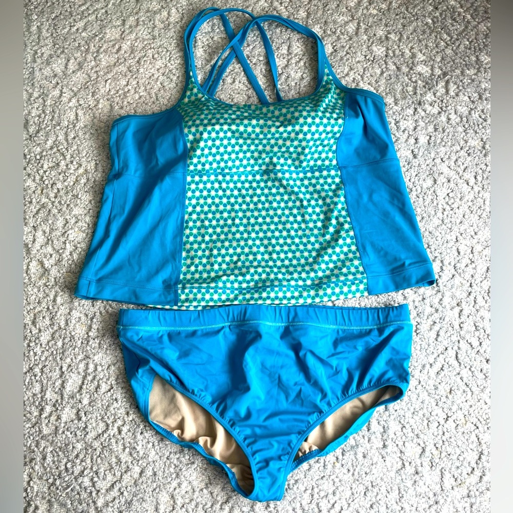 Lands End blue Tankini and bottoms swim set size 24